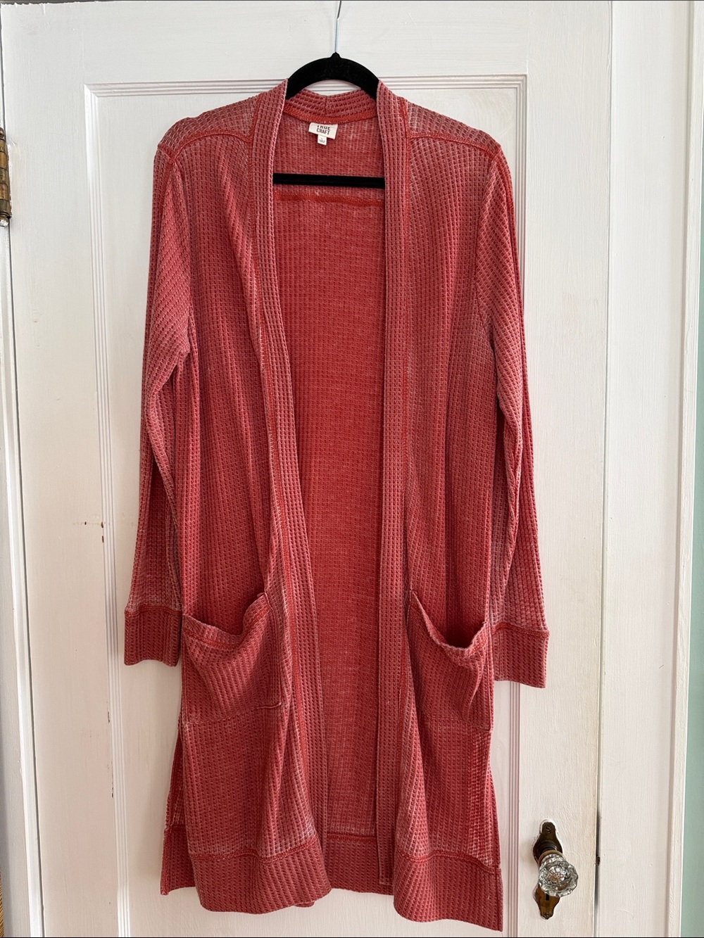 True Craft Open-Front Long Cardigan Sweater - Washed Rose